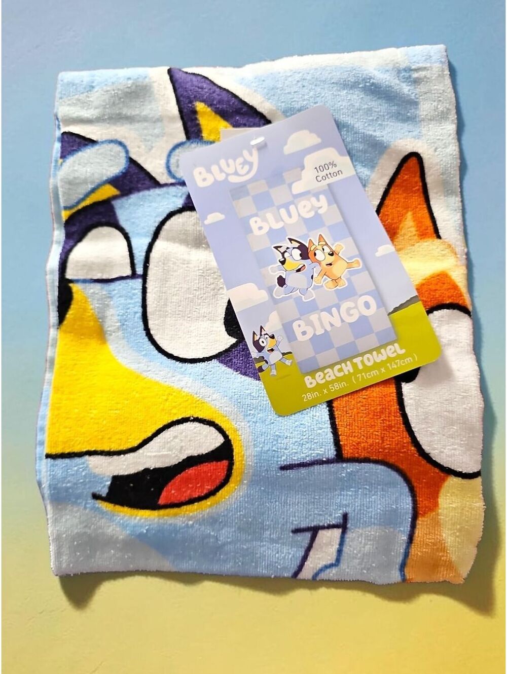 Bluey Bingo Beach Towel 28x58 100% Cotton Kids Bath Pool Towel NWT Disney